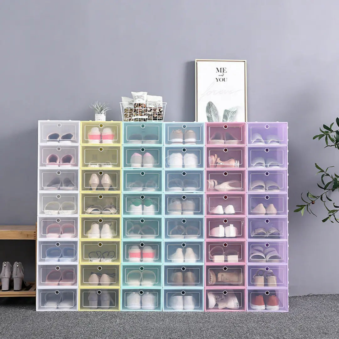 Storiva Stackable Shoe Storage Boxes - Transparent Front Door Shoe Organizer Set