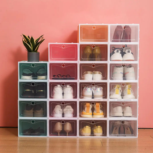 Storiva Stackable Shoe Storage Boxes - Transparent Front Door Shoe Organizer Set