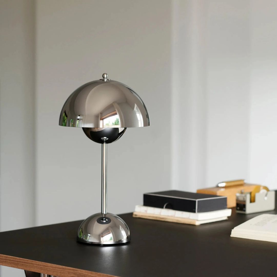 Amsterdam Table Lamp - Rechargeable Dome Light in Metallic Finish