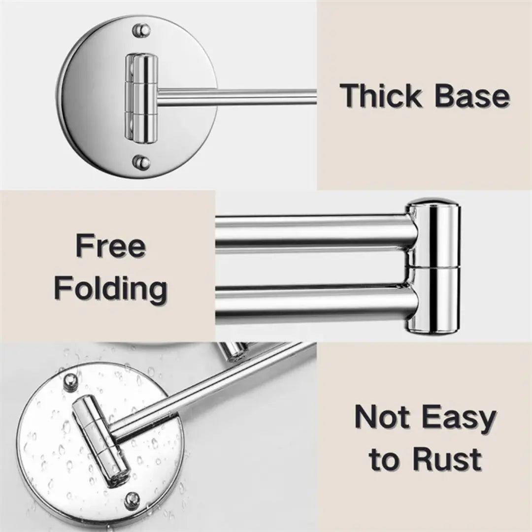 Rechargeable Wall Mounted Bathroom Mirror with Lights X10 Magnification - Telescopic Shaving Mirror