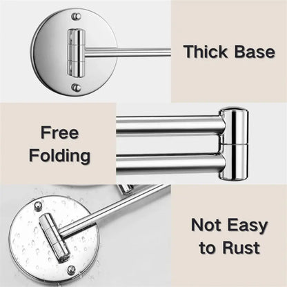 Rechargeable Wall Mounted Bathroom Mirror with Lights X10 Magnification - Telescopic Shaving Mirror