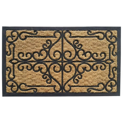 HearthWoven Crescent Coir Door Mat –  Non-Slip Entrance Mat with Ornate Scroll and Rubber Backing