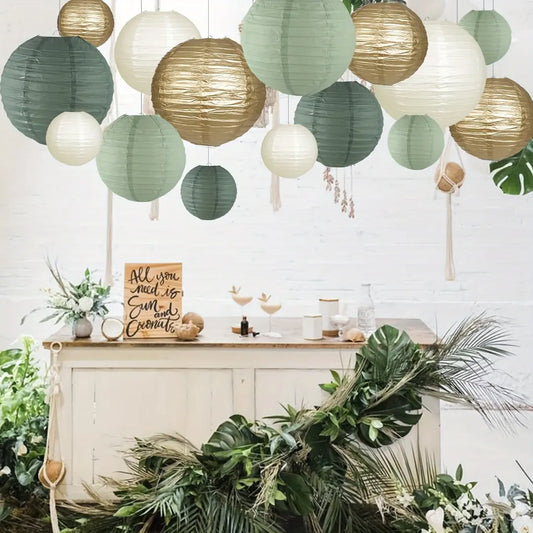 15 PCs Paper Lanterns Set - Rustic Hanging Decorations for Weddings and Parties
