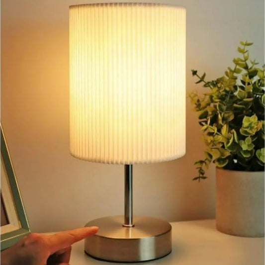 Touch LED Bedside Lamp - 3-Way Dimmable with Metal Base and Fabric Shade