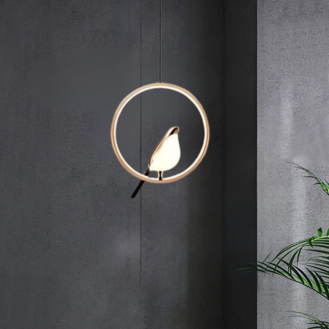 Luxury Pendant Light with Golden Bird - Modern Elegance for Serene Living Spaces