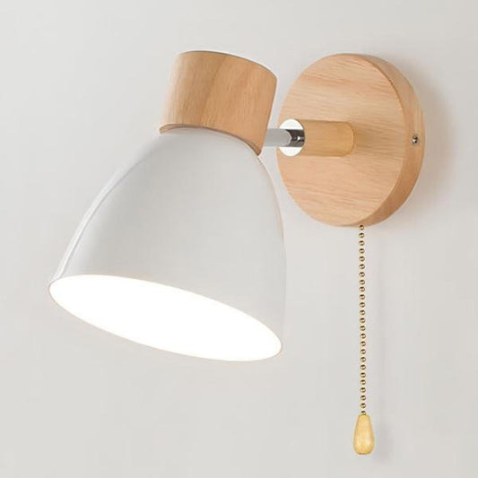 Nordic Wood Wall Lamp - Modern Minimalist Light with Pull Switch Charm
