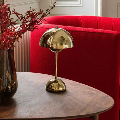 Amsterdam Table Lamp - Rechargeable Dome Light in Metallic Finish