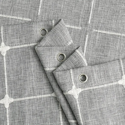 Liora Boho Farmhouse Shower Curtain - Linen Fabric with Tassels and Waterproof Coating