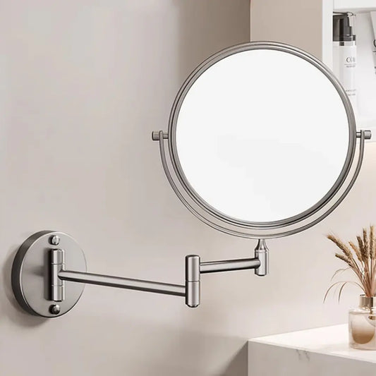 Rechargeable Wall Mounted Bathroom Mirror with Lights X10 Magnification - Telescopic Shaving Mirror