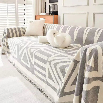 Avira Boho Geometric Anti-Scratch Couch Cover - Thick Chenille and Machine Washable