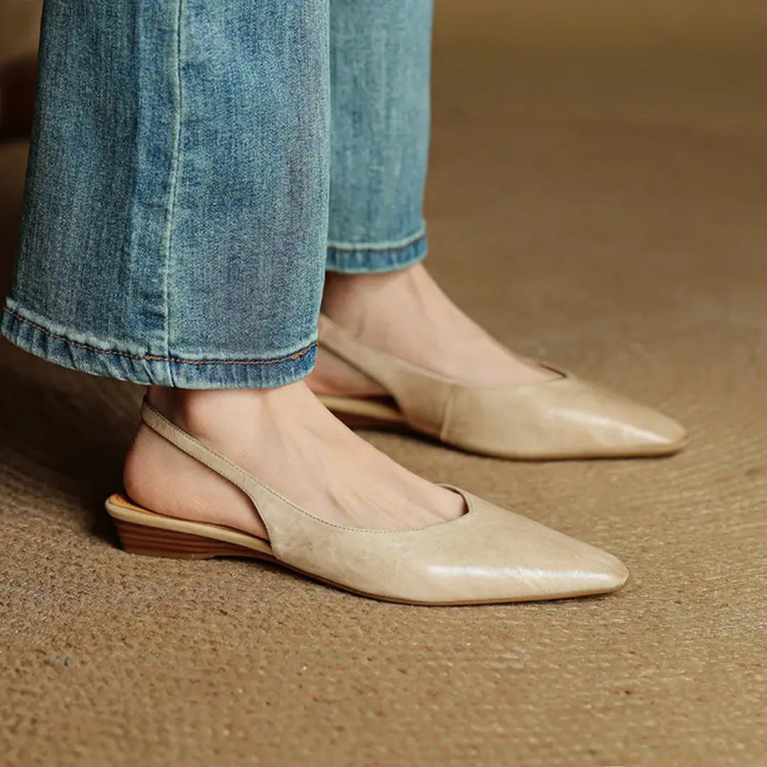 Aveline Genuine Leather Slingback Flats