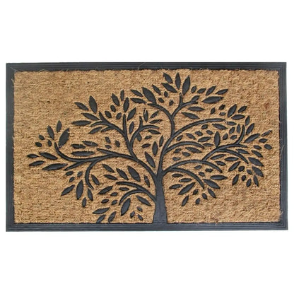 HearthWoven Crescent Coir Door Mat –  Non-Slip Entrance Mat with Ornate Scroll and Rubber Backing