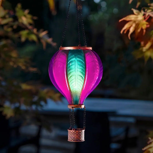 Solira Solar Hot Air Balloon Lantern - Multicoloured Hanging Garden Light with Flame Effect
