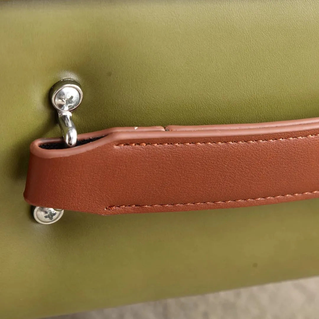 Minimalist Faux Leather Footstool Ottoman - Compact Pouffe Stool and Shoe Bench