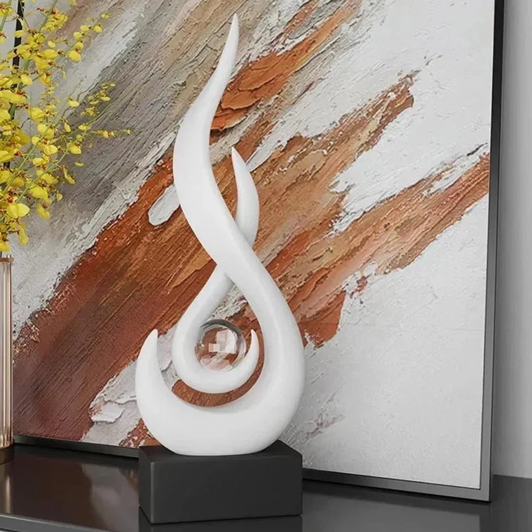 Modern Abstract Flame Sculpture - Ceramic Home Decor Piece