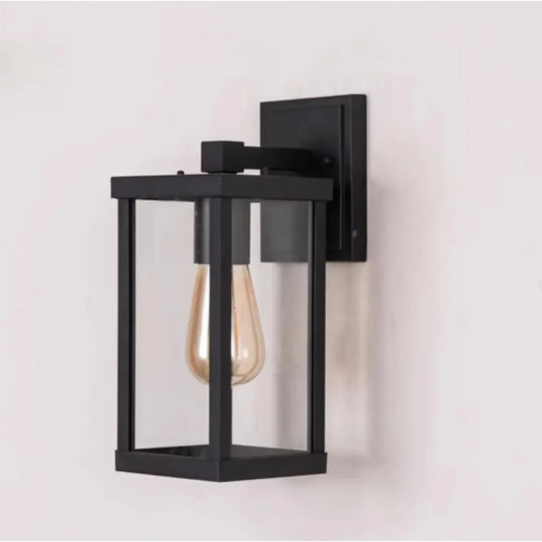 Outdoor Wall Light - Modern Black Lantern Exterior Light for Front Door and Garden