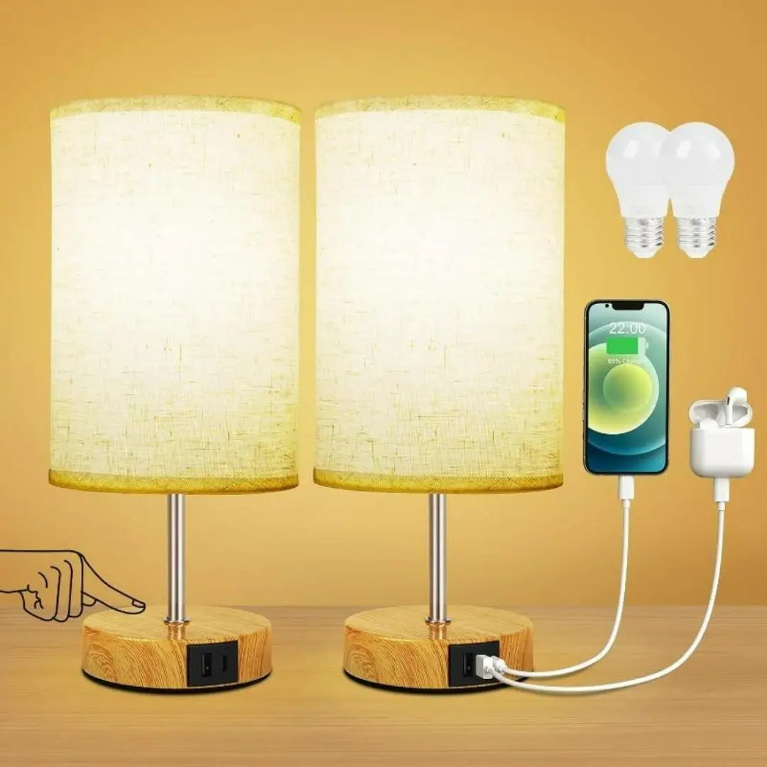 Suraight Touch Bedside Lamp - 3-Way Dimmable with USB Charging