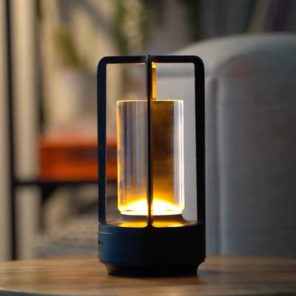 Crystal Lantern - Elegant Aluminum Alloy Lamp with Adjustable Glow and Cordless Design
