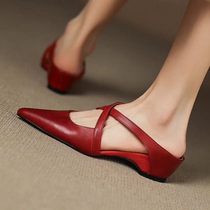 Margot Cross-Strap Leather Mule