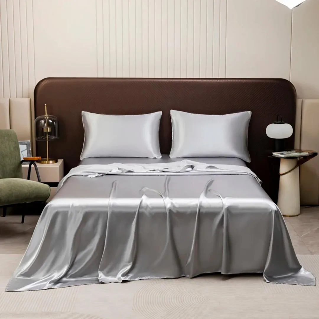 Satin Silk Bed Sheet Set with Pillowcases