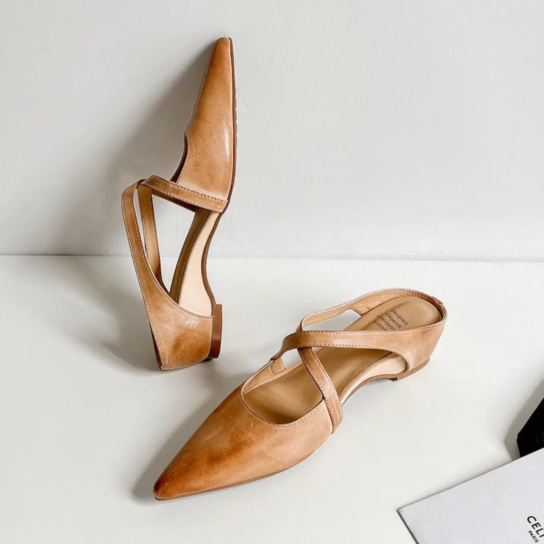 Margot Cross-Strap Leather Mule