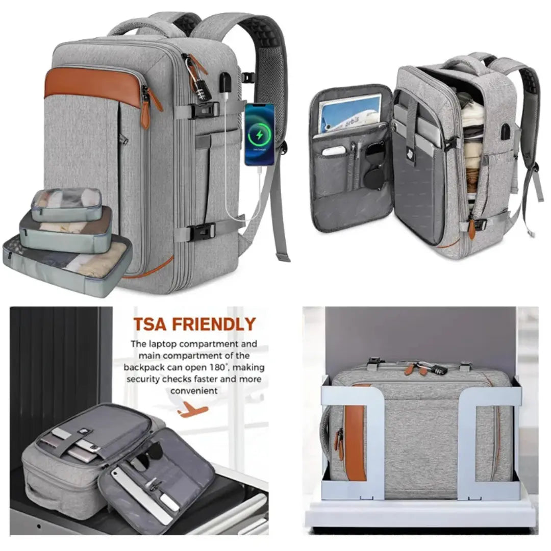 40L Expandable Travel Backpack, Carry On Backpack with Packing Cubes