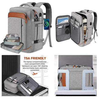 40L Expandable Travel Backpack, Carry On Backpack with Packing Cubes