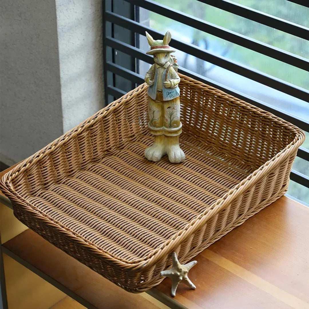 Rectangular Wicker Rattan Serving Tray