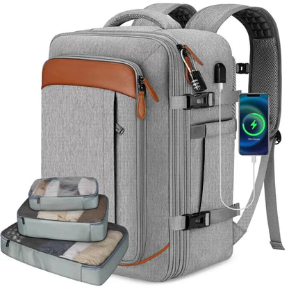 40L Expandable Travel Backpack, Carry On Backpack with Packing Cubes