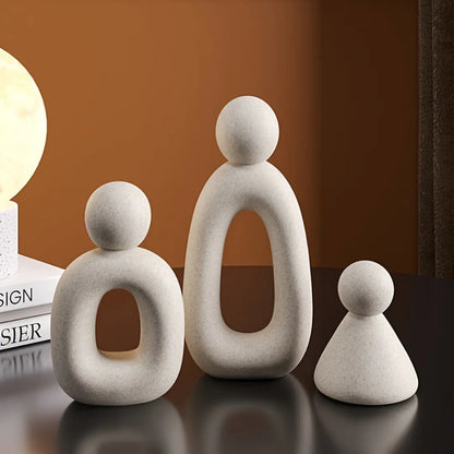 Modern Minimalist Resin Abstract Family of Three Figurine Set for Home Decor