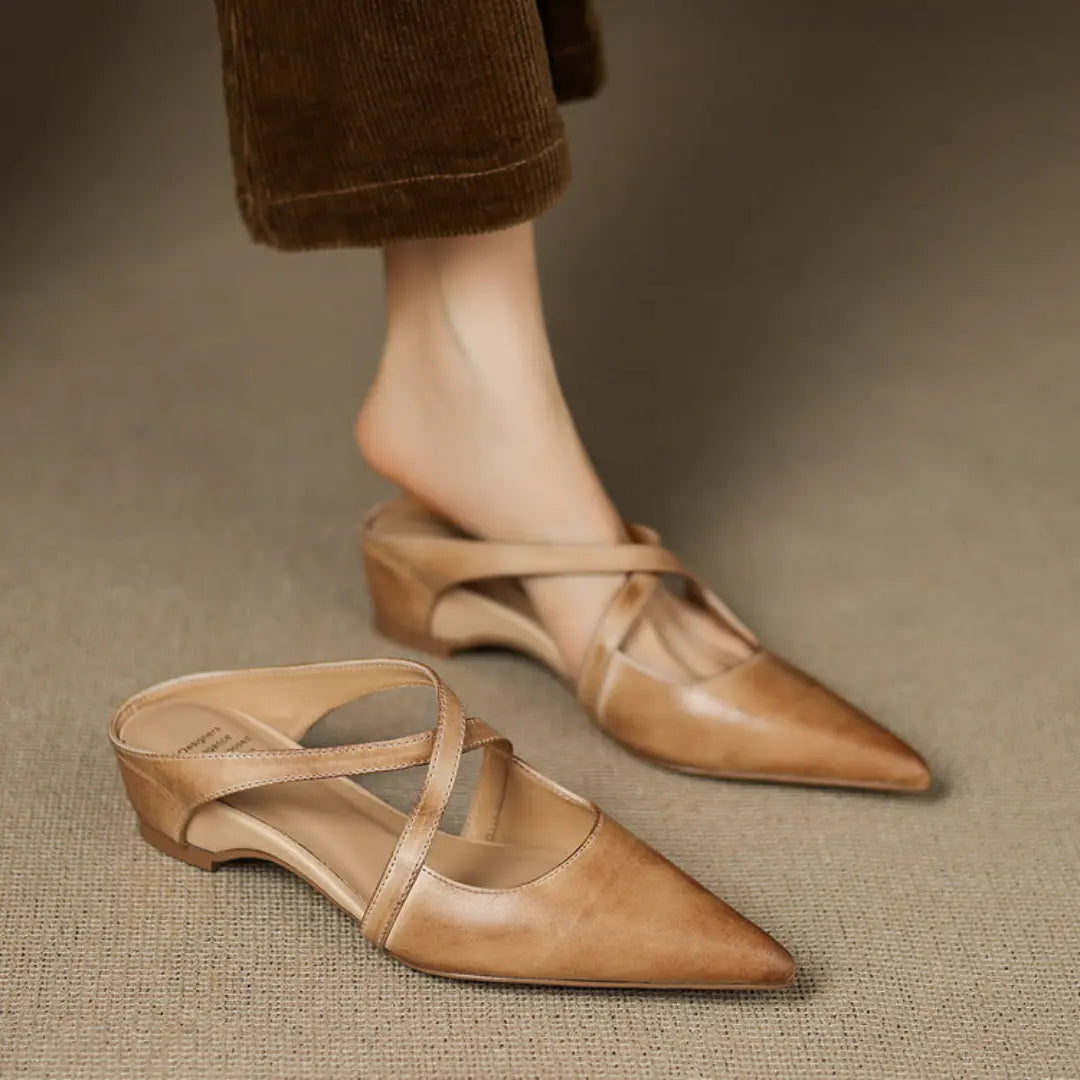 Margot Cross-Strap Leather Mule