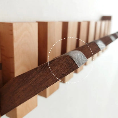 Wooden Wall Hook Rack - Piano Style with Flip Down Hooks