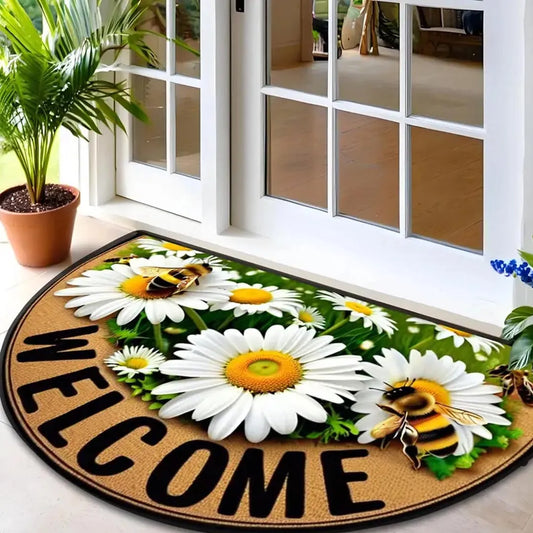 Welcome Bees & Daisy Door Mat