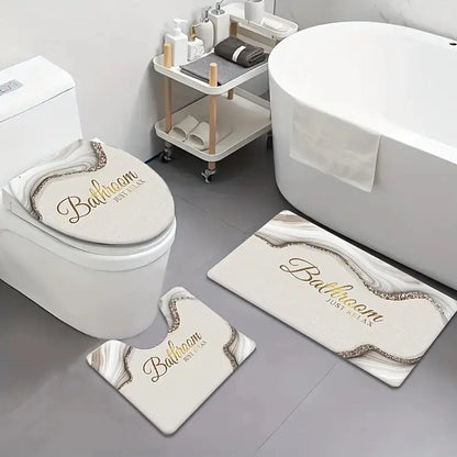 3 Piece Bathroom Anti-Slip Mat Set - Absorbent & Stylish Floor Protection