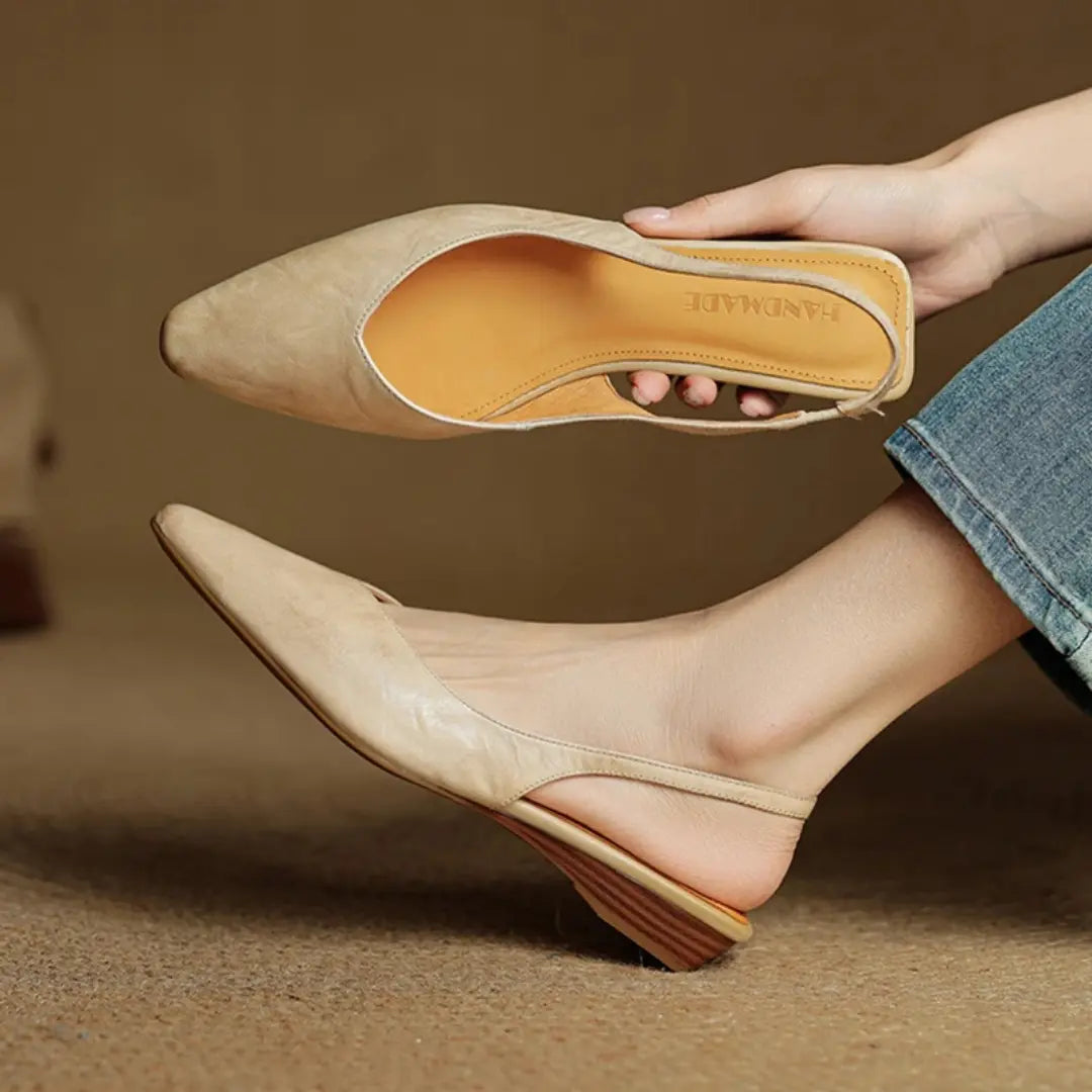 Aveline Genuine Leather Slingback Flats