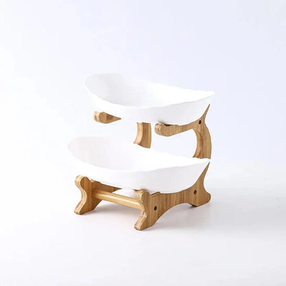 2/3 Tier Wooden Fruit and Vegetable Basket with Wooden Legs