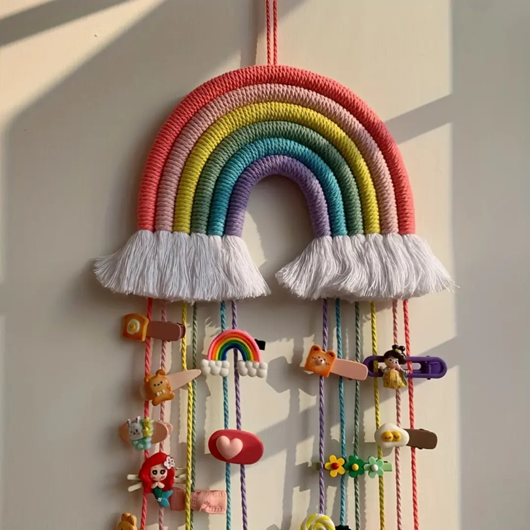 Bohemian Rainbow Wall Hanging - Handcrafted Macrame with Tassels