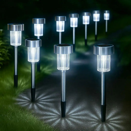 SolarLuxe Stainless Steel Garden Lights - Waterproof LED Pathway Lighting