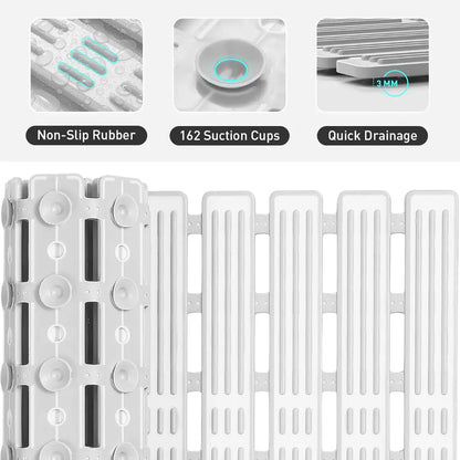 Non Slip Shower Mat - Anti Mould TPE Bath Mat with Suction Cups
