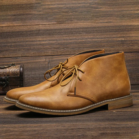 Men’s Classical Retro Leather Chukka - Turf Boots for Timeless Style