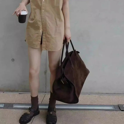 Sorelle – Suede Leather Work Tote Bag for Women