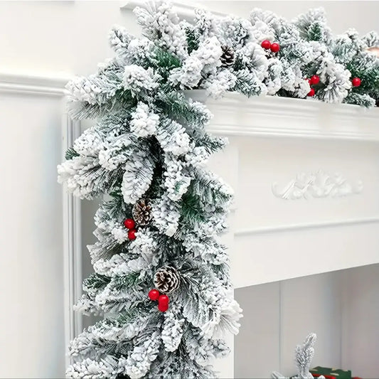 Veyra Artificial Christmas Garland - Classic Greenery with Pine Cones and Red Berries