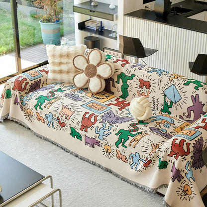 Zalira Boho Double-Sided Sofa Cover - Reversible and Anti-Scratch