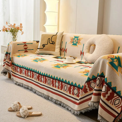 Zalira Boho Double-Sided Sofa Cover - Reversible and Anti-Scratch