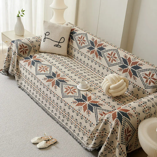 Zalira Boho Double-Sided Sofa Cover - Reversible and Anti-Scratch