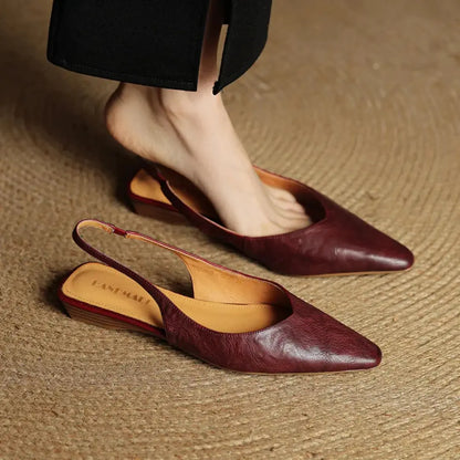 Aveline Genuine Leather Slingback Flats