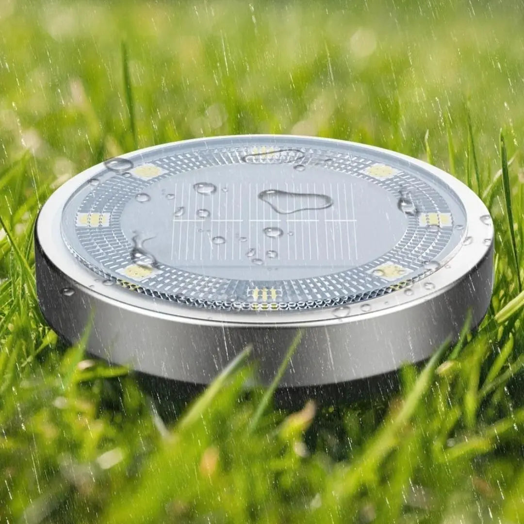 GroundGlow Solar Disk Lights - Warm White Waterproof Outdoor Garden Pathway Lighting