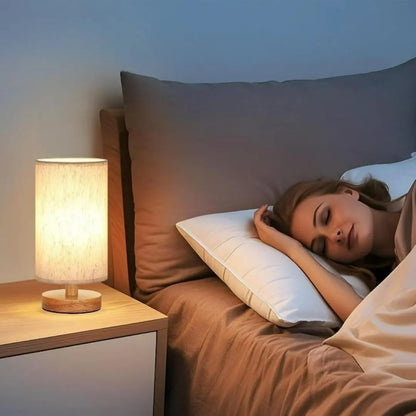 Bedside Table Lamp - Compact Warm Light with Simple Button Switch