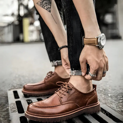Men’s Genuine Leather Lace-Up Shoes
