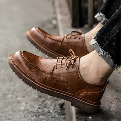 Men’s Genuine Leather Lace-Up Shoes